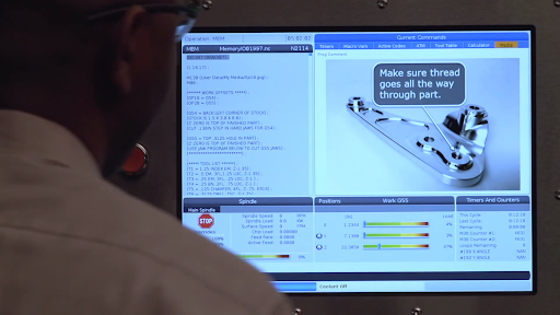 Haas machine numerical control inputs displayed on a touchscreen