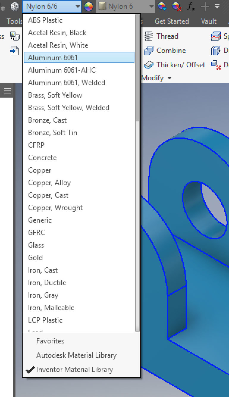 Xometry Instant Quoting Add-In for Autodesk Inventor - QAT Materials List