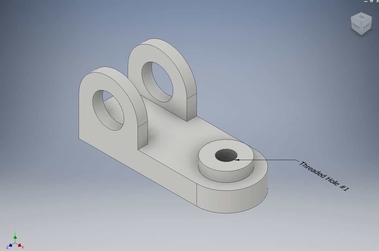 Xometry Instant Quoting Engine Add-In for Autodesk Inventor - Simple Bracket Model with Threaded Hole #1 Called Out