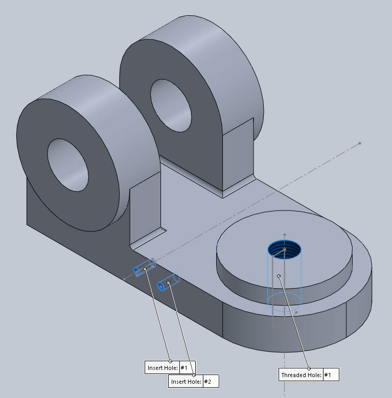 Xometry Instant Quoting Engine Add-In for SOLIDWORKS - Simple Bracket Model with Threaded/Tapped Holes Applied