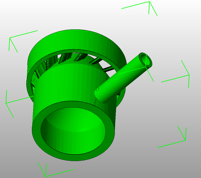 Another view of the file. In this case we decided to build it straight up and down. Time to take care of the overhangs