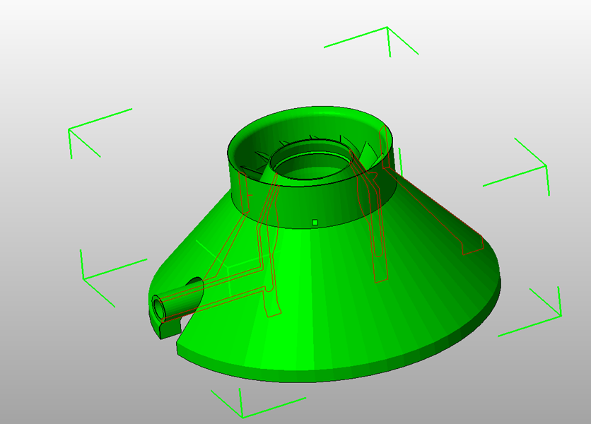 The Xometry team decided to support this piece with a cone-shaped support structure. Yes, this was a little overboard for support structure but we wanted to make sure everything build evenly.