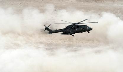Helicopter’s stir up a large dust cloud when landing or hovering.