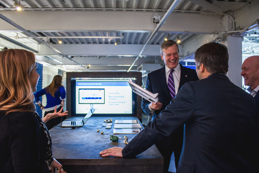 Governor Charlie Baker loved learning about our how our Partner Network is bringing jobs to machine shops in Massachusetts Governor Charlie Baker loved learning about our how our Partner Network is bringing jobs to machine shops in Massachusetts