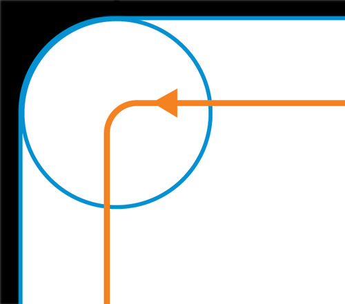 Diagram of interior corner with radius