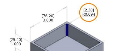 Moderate internal radius shown on CAD model