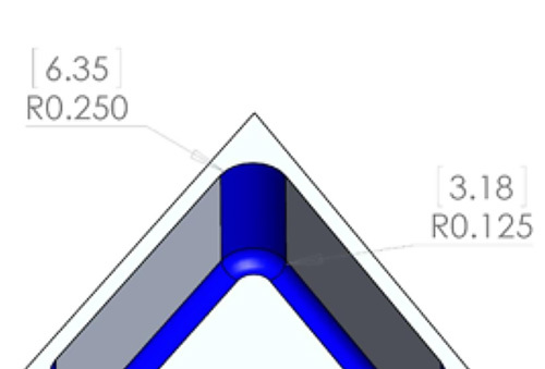 Smaller floor radius than wall radius shown on CAD model