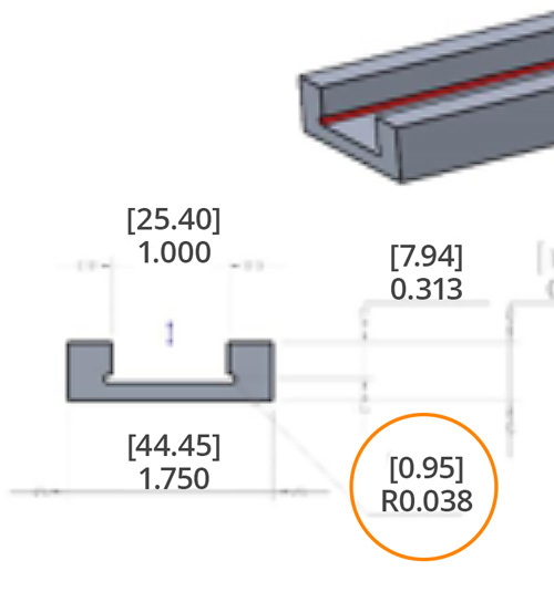 Diagram of undercut that requires custom tooling
